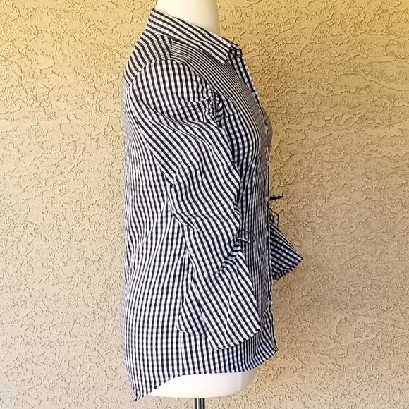 Calvin Klein Bell-Sleeve Gingham Blouse Size M - Picture 7 of 15
